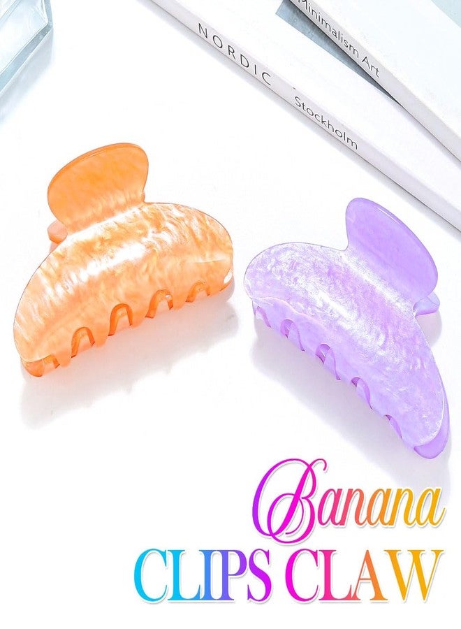 Gortin Acrylic Claw Clips Medium Hair Clips Nonslip Hair Claw for Thick Hair Fancy Hair Accessories for Women (D-Purple+Orange, Free size) - Image 2